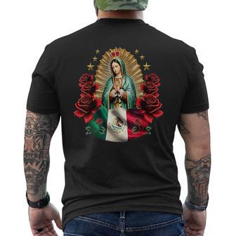 Our Lady Of Guadalupe In Roses Flowers Catholic Men's T-shirt Back Print - Thegiftio UK