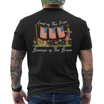 Land Of The Free Because Of The Brave Memorial Day Veteran Men's T-shirt Back Print | Mazezy