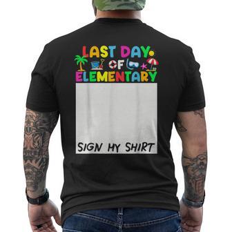 Last Day Of Elementary Sign My Student Kids Boys Men's T-shirt Back Print - Monsterry