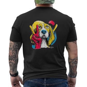 Letrero Retro Con Estampado De Perro Pop Dog Con Forma De Beagle Face Double Peace Camiseta Hombre Estampado Espalda - Regaloses