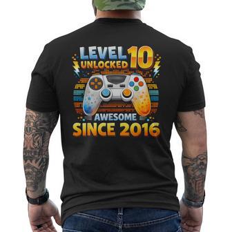 Level 10 Unlocked Awesome Since 2016 10Th Birthday Gaming Men's T-shirt Back Print - Thegiftio UK