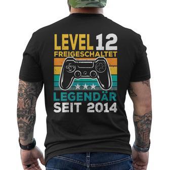 Level 12 Geburtstag Junge Gamer Mann Deko Jahrgang 2014 T-Shirt mit Rückendruck - Seseable