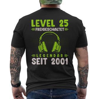 Level 25 Geburtstag Junge Gamer Mann Deko Jahrgang 2001 T-Shirt mit Rückendruck - Seseable