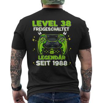 Level 38 Jahre Geburtstags Mann Gamer 1988 Geburtstag T-Shirt mit Rückendruck - Seseable