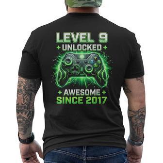 Level 9 Unlocked Awesome Since 2017 9Th Birthday Boy Gamer Men's T-shirt Back Print - Thegiftio