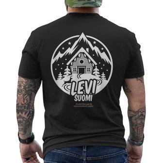 Leviuomi フィンランド スキーロッジとスキーリゾートの名前 Levi メンズTシャツ バックプリント - Kawaiitshirt