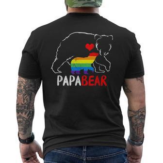 Lgbt Daddy Papa Bear Gay Pride Flag Proud Dad Father's Day Men's T-shirt Back Print - Monsterry