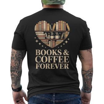 Libri E Caffè Perempre Amanti Della Biblioteca Del Cuore T-shirt da uomo con stampa posteriore - Novitaregali