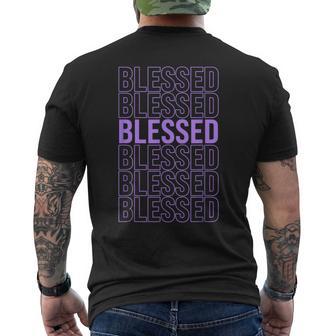 Light Purple Blessed Light Purple Violet Color Graphic Men's T-shirt Back Print - Thegiftio