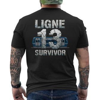Ligne 13Urvivor Paris Metro Trainurpeuplé Humour Chaos T-shirt imprimé au dos - Cadeauxyz