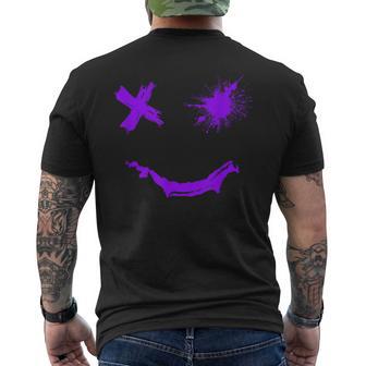Lila Grafik Party Gesicht Rauertilmile Gesicht Lila T-Shirt mit Rückendruck - Seseable