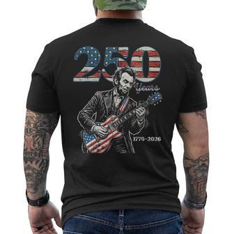 Lincoln Guitar Usa 250 Years 250Th Anniversary 4Th Of July Men's T-shirt Back Print - Thegiftio UK