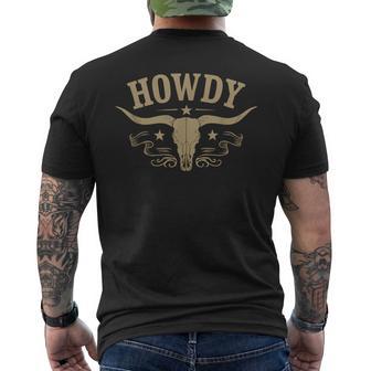 Long Horns Bull Skull Cowboy Western Country Howdy Men's T-shirt Back Print - Thegiftio UK