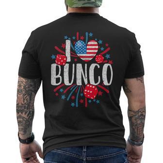 I Love Bunco Usa Patriotic Dice Game 4Th Of July Fireworks Men's T-shirt Back Print - Monsterry