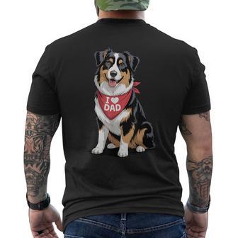 I Love Dad Black Tri Aussie Lover Australian Shepherd Dad Men's T-shirt Back Print - Thegiftio UK