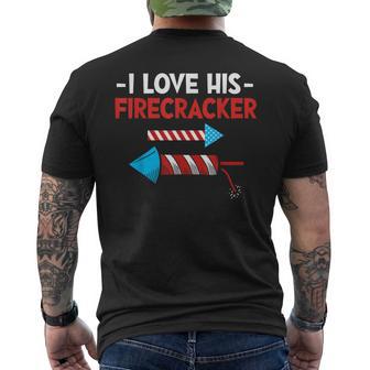 Love His Firecracker Boyfriend Matching 4Th Of July Couple Men's T-shirt Back Print - Thegiftio UK