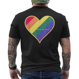 Love Is Love レインボーハート メンズTシャツ バックプリント - Kawaiitshirt