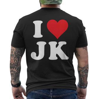 I Love Jk Initials I Heart JK First Last Name J K Men's T-shirt Back Print - Monsterry