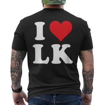 I Love Lk Initials I Heart LK First Last Name L K メンズTシャツ バックプリント - Kawaiitshirt