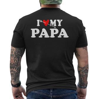 I Love My Papa With Heart Father’S Day Wear For Son Daughter Men's T-shirt Back Print - Monsterry