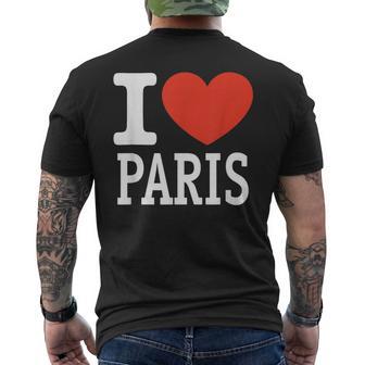 I Love Paris City Heart Graphic Souvenir Travel Men's T-shirt Back Print - Thegiftio UK