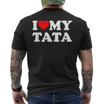 I Love My Tata Heart Family Grandpa Men's T-shirt Back Print - Monsterry