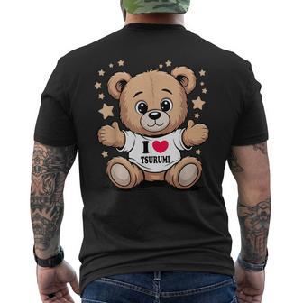 I Love Tsurumi Teddy Bear 鶴見テディベアが大好き メンズTシャツ バックプリント - Kawaiitshirt