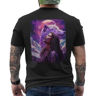 I Love Wolves ビンテージ ネイティブアメリカン メンズTシャツ バックプリント - Kawaiitshirt