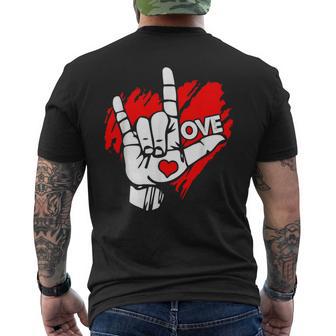 I Love You 手話 Asl Peak Languages メンズTシャツ バックプリント - Kawaiitshirt