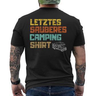 Lustiges Letztesauberes Camping Wohnwagen Wohnmobil Camper T-Shirt mit Rückendruck - Seseable