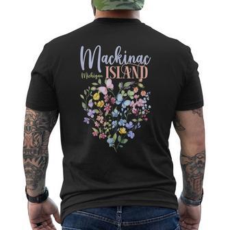 Mackinac Island Michigan Wildflowers Heart I Love Michigan Men's T-shirt Back Print - Monsterry