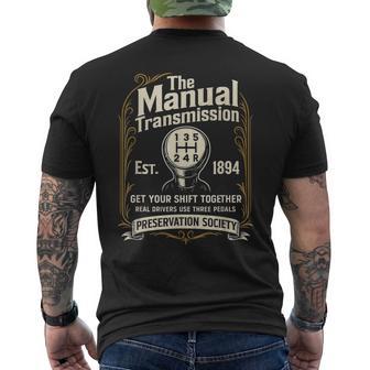 The Manual Transmission Preservation Society Car Guy Men's T-shirt Back Print - Thegiftio UK