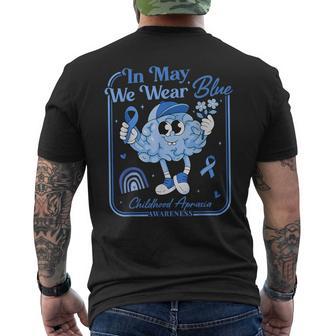 In May We Wear Blue Anatomy Brain Childhood Apraxia Awarenes Men's T-shirt Back Print - Thegiftio UK