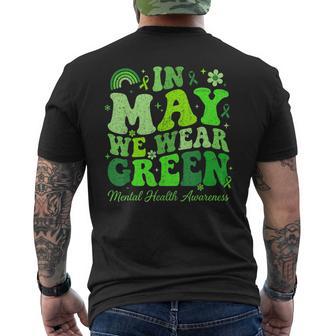 In May We Wear Green Mental Health Awareness Green Ribbon Men's T-shirt Back Print - Thegiftio UK