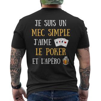 Mecimple Poker Apéro Homme Humour Idée Cadeau Drôle T-shirt imprimé au dos - Cadeauxyz