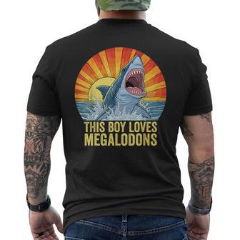 Megalodon Boys Kids Megalodon This Boy Loves Megalodons Men's T-shirt Back Print - Thegiftio UK