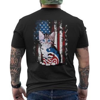 Memorial Day Cat Kitten 4Th Of July Patriotic Usa Flag Men's T-shirt Back Print - Thegiftio UK