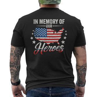 Memorial Day In Memory Heroes Patriotic Flag Men's T-shirt Back Print - Monsterry