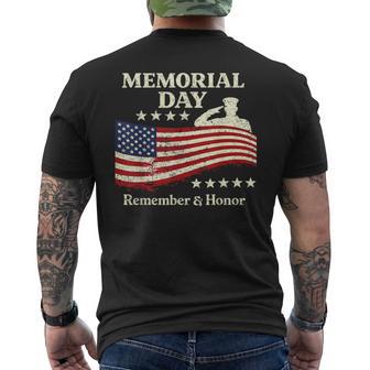 Memorial Day Patriotic Flag Remember Honor Men's T-shirt Back Print - Thegiftio UK