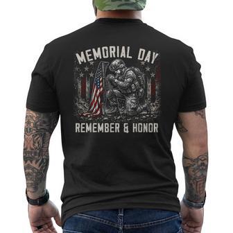 Memorial Day Remember And Honor Us Flag Military Patriotic Men's T-shirt Back Print | Mazezy