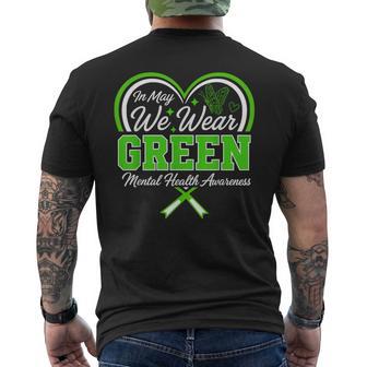 Mental Health Awareness Green Ribbon In May We Wear Green Men's T-shirt Back Print | Seseable UK