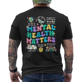 Mental Health Matters Awareness Therapy Human Brain Illness Men's T-shirt Back Print - Thegiftio UK