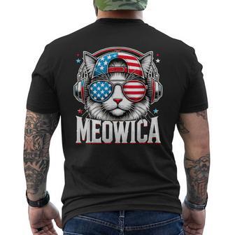 Meowica Cat Kitty American Flag Usa 4Th Of July Fourth Men's T-shirt Back Print - Thegiftio UK