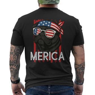 Merica Pug With American Flag Sunglasses Patriotic Dog Men's T-shirt Back Print - Monsterry UK
