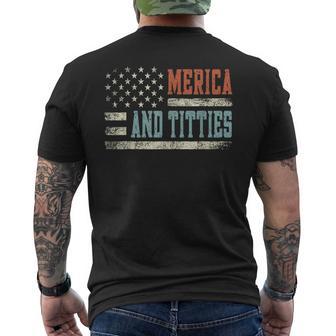 Merica And Titties 4Th Of July Sunglasses Us Flag Men's T-shirt Back Print - Thegiftio UK