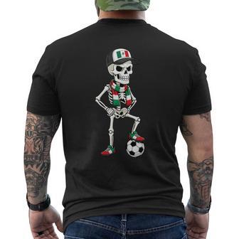 Mexican Flag Soccer Ball Skeleton Men's T-shirt Back Print - Thegiftio UK