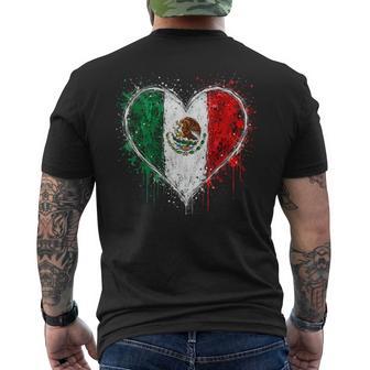 Mexico Flag Heart Men's T-shirt Back Print - Monsterry