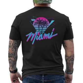 Miami – Palmen –Aperwaveynthwave 80Er Jahretil Retro T-Shirt mit Rückendruck - Seseable