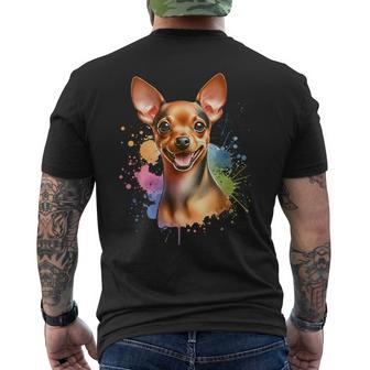 Miniatura Pinscher Dog Acuarela Obra De Arte Camiseta Hombre Estampado Espalda - Regaloses