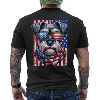 Miniature Schnauzer Dog American Flag Patriotic 4Th Of July Men's T-shirt Back Print - Monsterry UK
